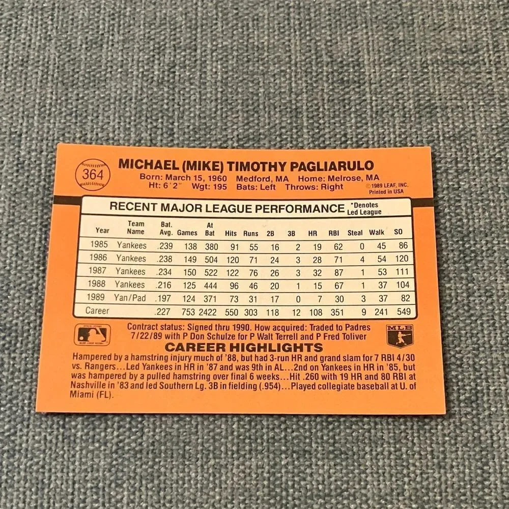 1990 Donruss San Diego Padres Baseball Card Trading Card